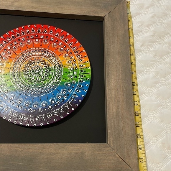 Hand painted original dot mandala style w/frame - Picture 4 of 5